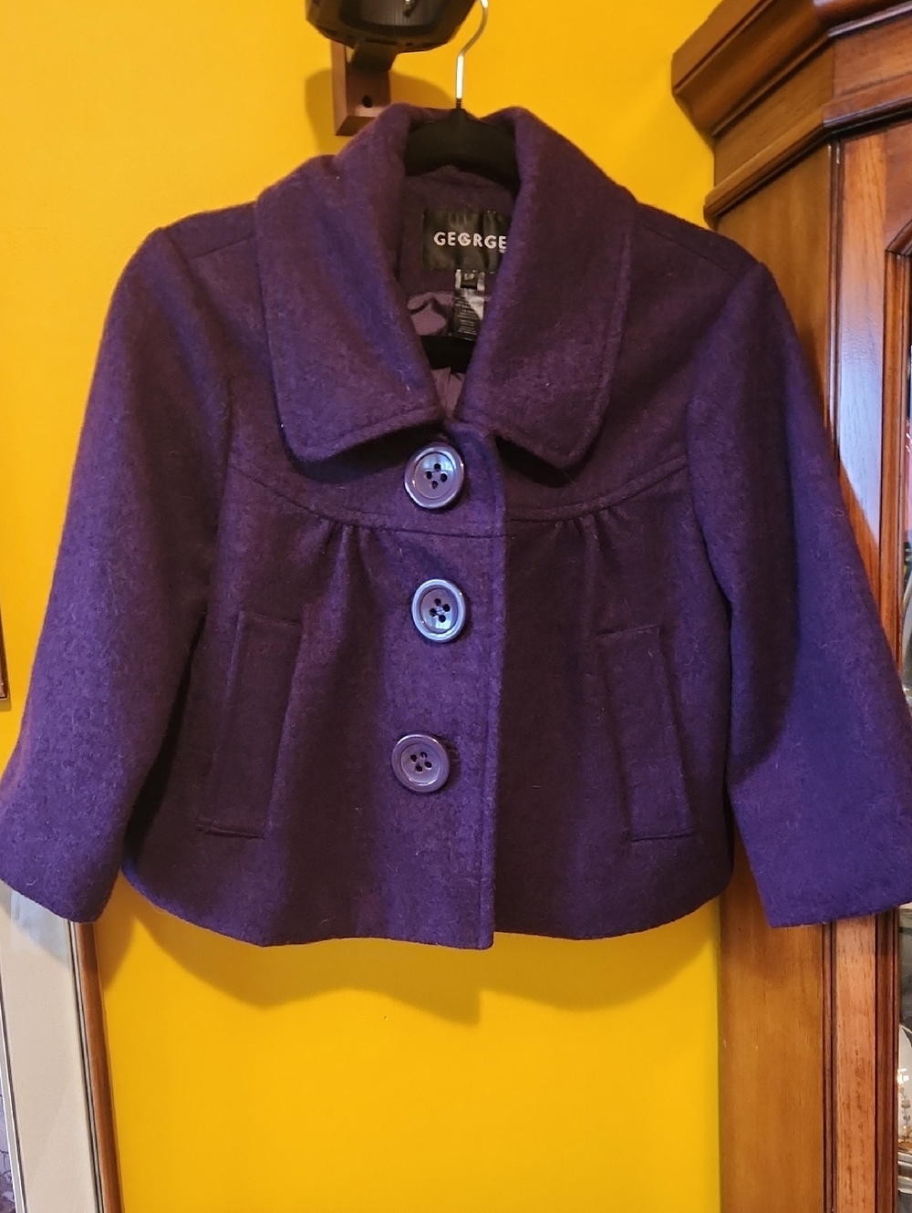 George Women's Purple 3/4 Length Cropped Coat